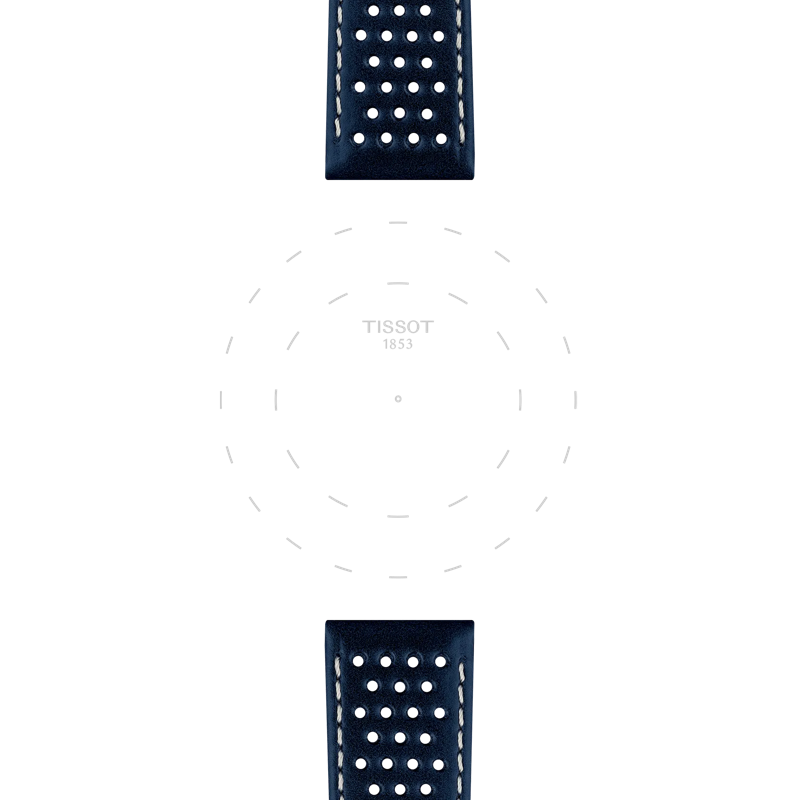 TISSOT オフィシャル ブルー レザー ストラップ ラグ 20 mmのラグのフォーカス