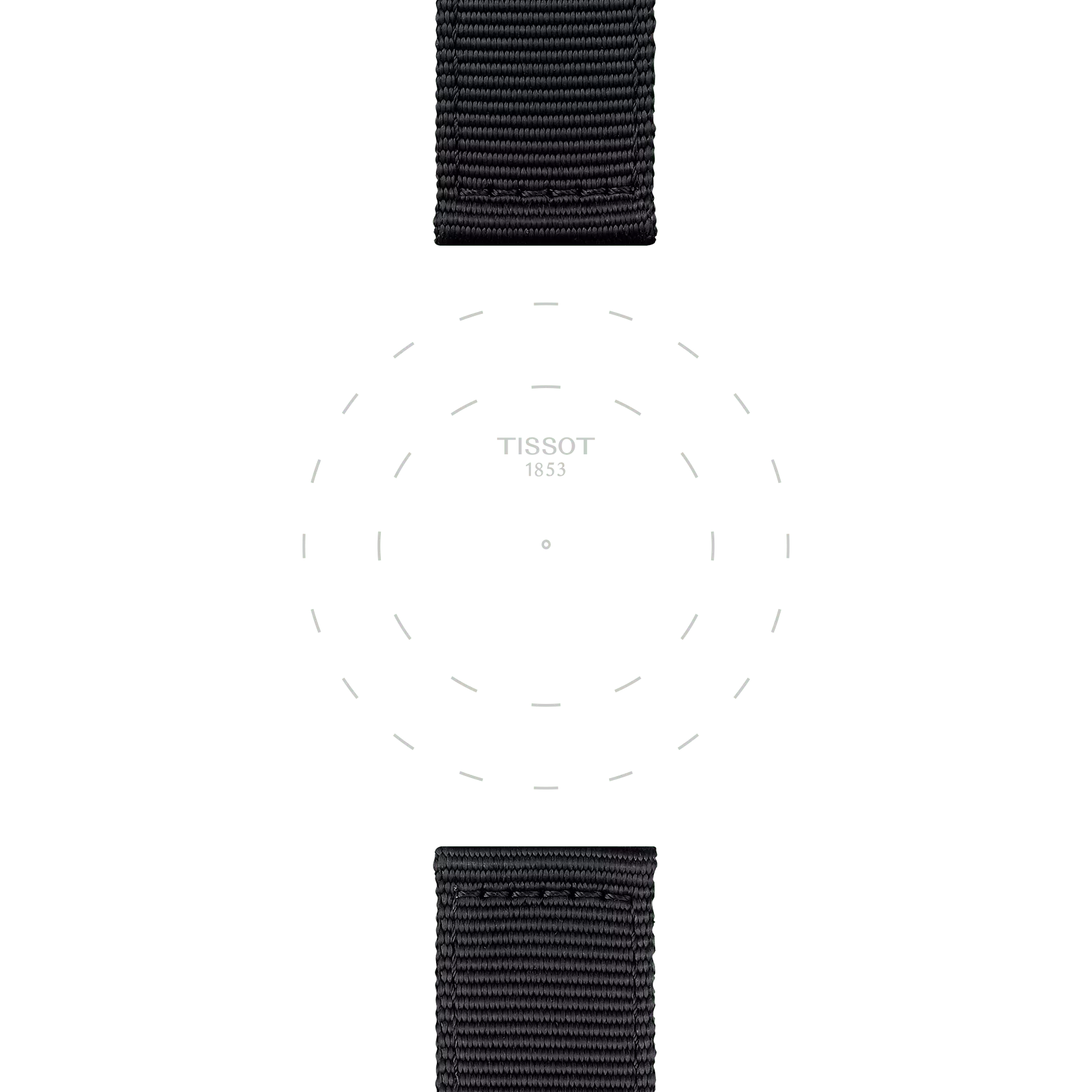 TISSOT ブラック ファブリック&レザーパーツストラップ 22mmのラグのフォーカス