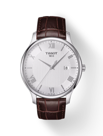 Front view of the watch Tissot Tradition with shadow