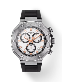 Front view of the watch Tissot T-Race Chronograph with shadow