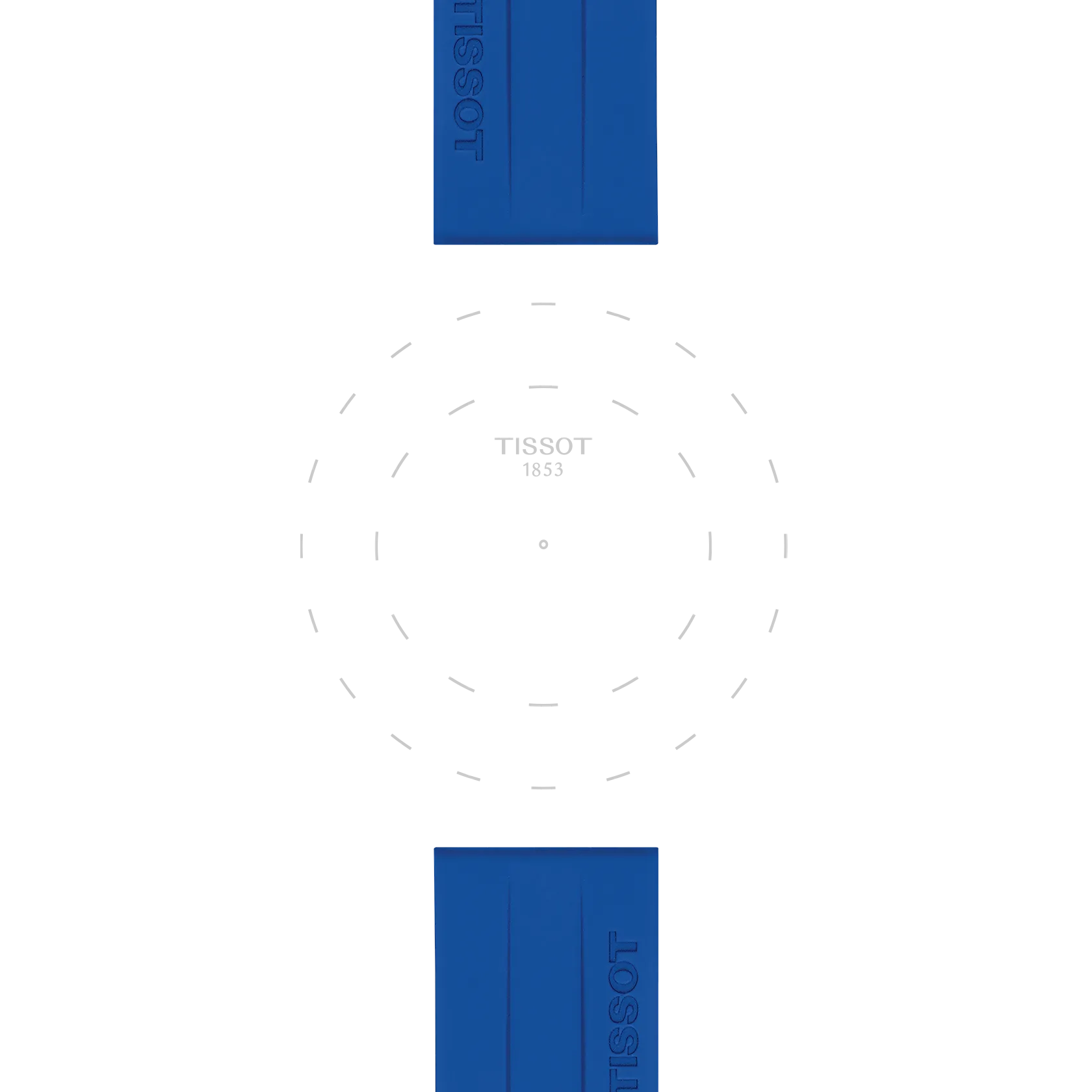 Focus on the lugs of Tissot Official Blue Silicone Strap Lugs 22 mm