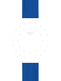 Focus on the lugs of Tissot Official Blue Silicone Strap Lugs 22 mm