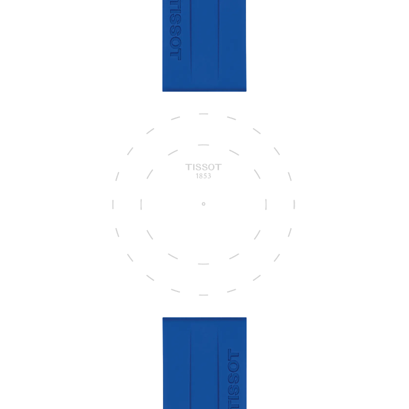 Focus on the lugs of Tissot Official Blue Silicone Strap Lugs 22 mm
