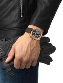 Simulation of the watch Tissot PRS 516 Chronograph on a wrist