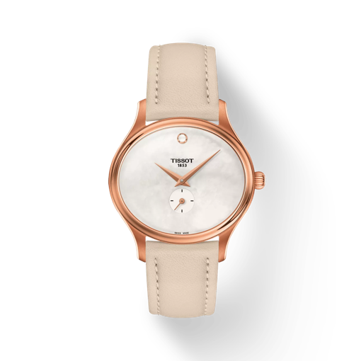 มุมมองด้านหน้าของนาฬิกา Tissot Bella Ora พร้อมเงา