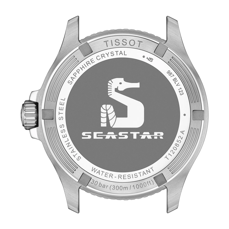 Back view of the watch case Tissot Seastar 1000 Quartz GMT