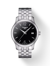Vue de face de la montre Tissot Tradition Lady avec ombre