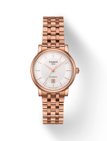 Front view of the watch Tissot Carson Premium Automatic Lady with shadow