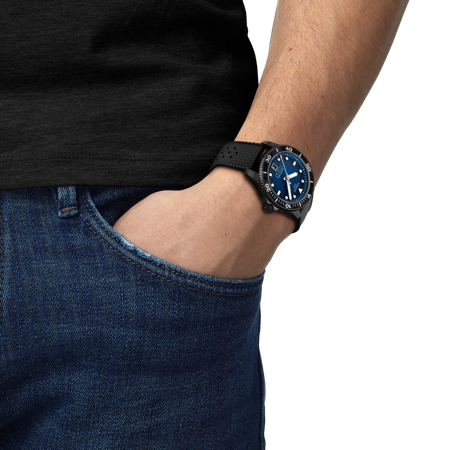 Simulation of the watch Tissot Seastar 1000 Powermatic 80 40mm on a wrist