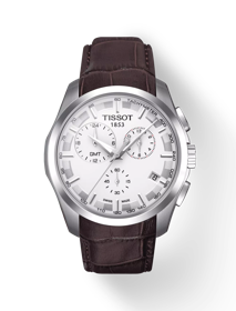 Front view of the watch Tissot Couturier GMT with shadow