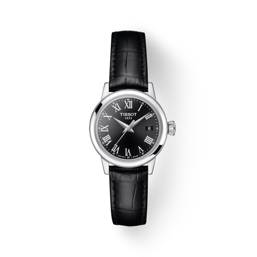 Front view of the watch Tissot Classic Dream Lady with shadow