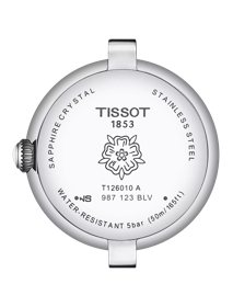 Back view of the watch case Tissot Bellissima Small Lady - M double tour strap