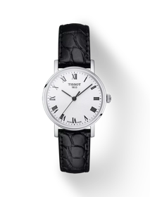 มุมมองด้านหน้าของนาฬิกา Tissot Everytime 30mm พร้อมเงา