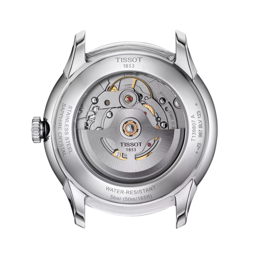 Back view of the watch case Tissot Chemin des Tourelles Powermatic 80 39 mm