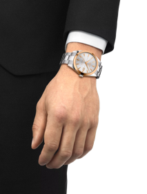 Simulation of the watch TISSOT ジェントルマン オートマティック パワーマティック80 シリシウム 18K ゴールド on a wrist