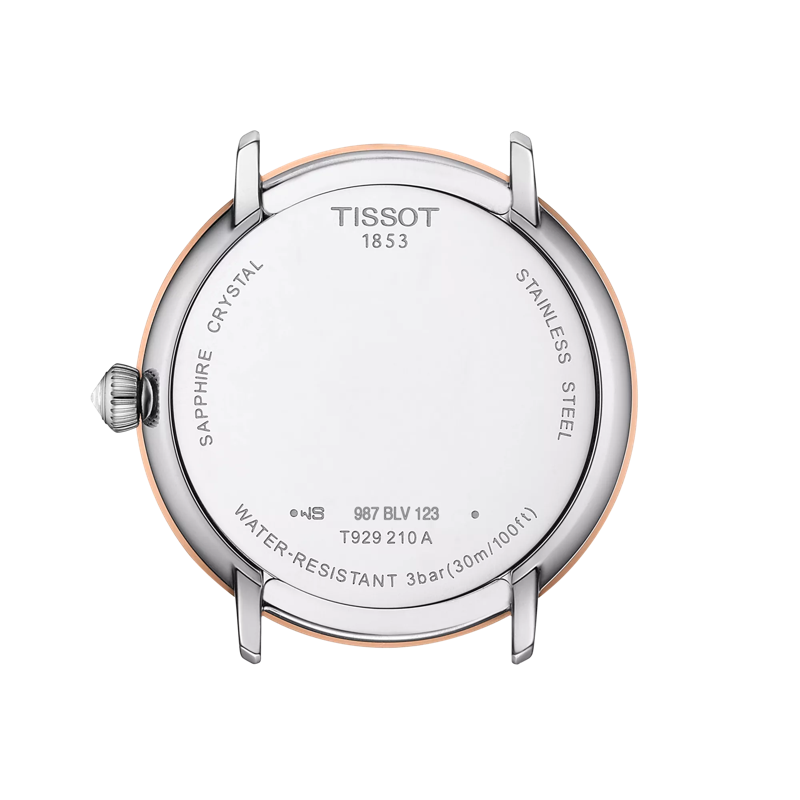 Back view of the watch case Tissot Glendora 18K Gold