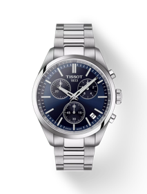 Front view of the watch Tissot PR 100 Chronograph with shadow