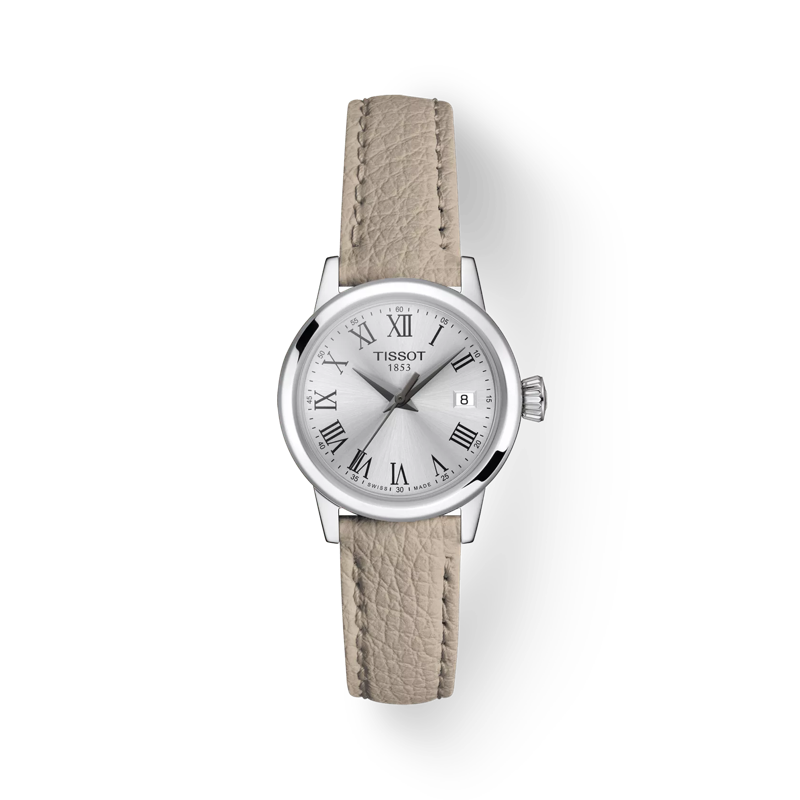 Vue de face de la montre Tissot Classic Dream Lady avec ombre