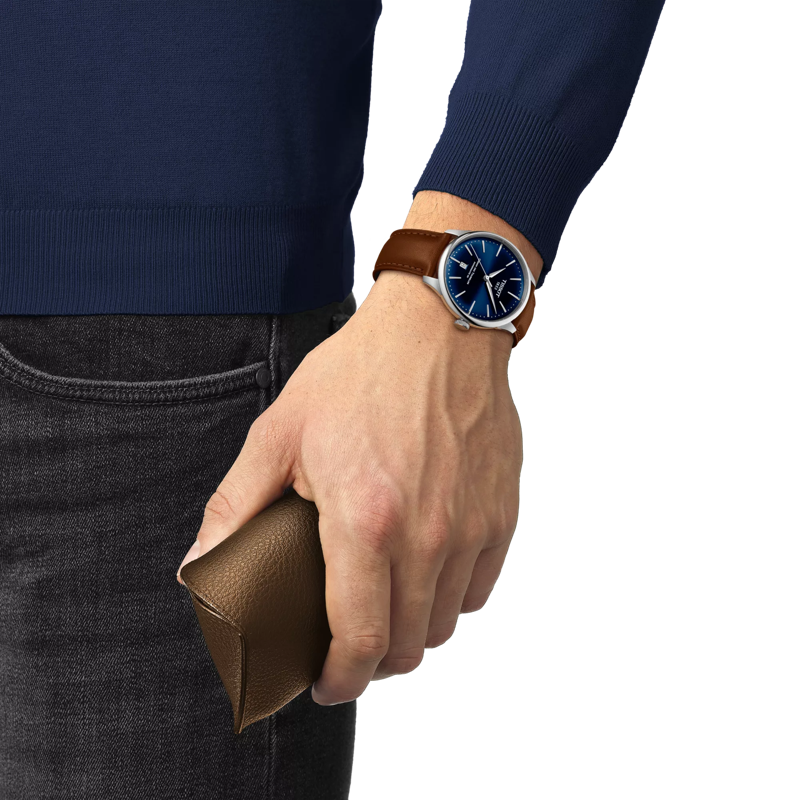 Simulation of the watch Tissot Chemin des Tourelles Powermatic 80 39 mm on a wrist