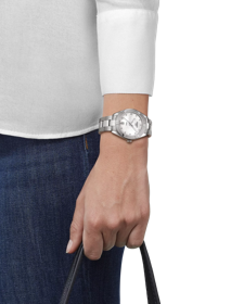 Simulation of the watch Tissot PR 100 Sport Chic on a wrist