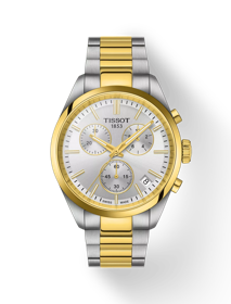 Front view of the watch Tissot PR 100 Chronograph with shadow