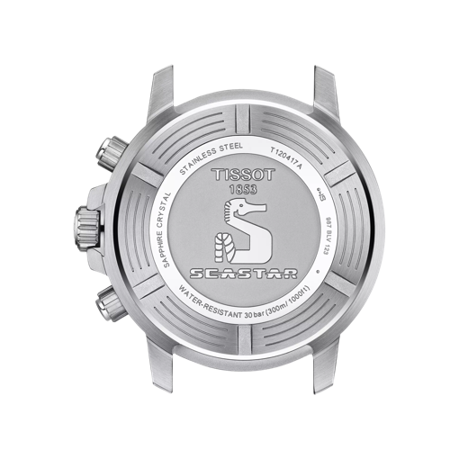 Back view of the watch case Tissot Seastar 1000 Chronograph