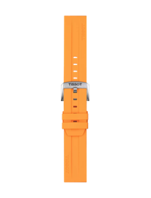 Front view of Tissot Official Orange Silicone Strap Lugs 22 mm