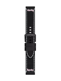 Front view of Tissot Official Black Leather Strap Lugs 22 mm
