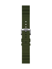 Front view of Tissot Official Khaki Silicone Strap Lugs 22 mm