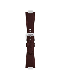 Front view of Tissot Official Brown PRX 35mm Leather Strap