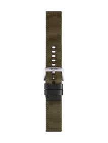 Front view of Tissot αυθεντικό χακί πάνινο υφασμάτινο λουράκι πτερύγια 22 mm