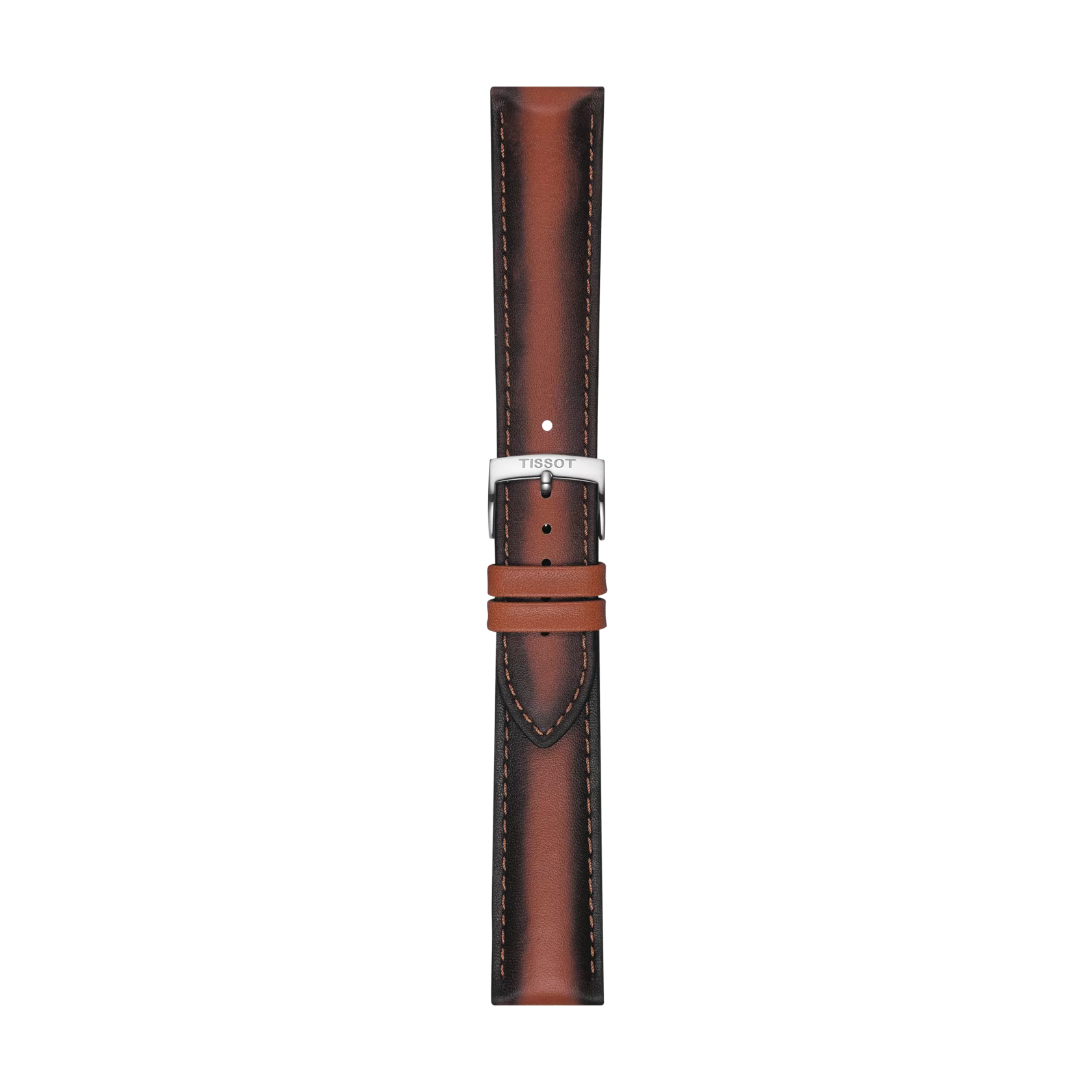 Front view of Tissot Official Brown Leather Strap Lugs 20 mm