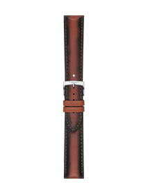 Front view of Tissot Official Brown Leather Strap Lugs 20 mm