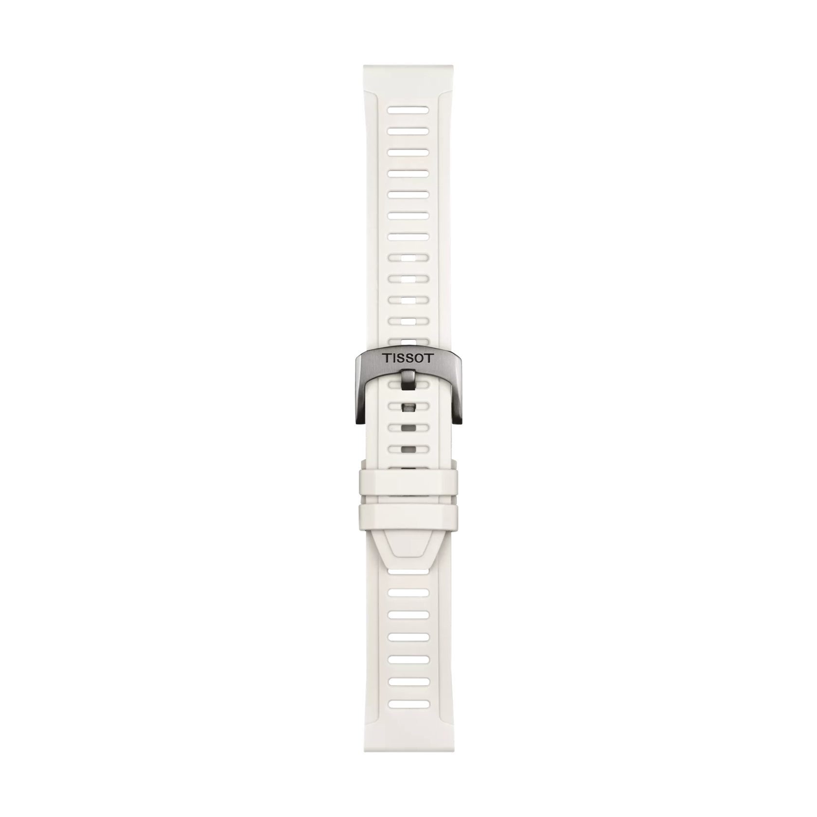 Front view of Tissot Official White Silicone Strap Lugs 21 mm