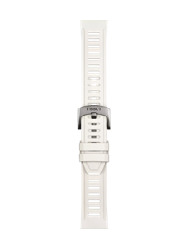 Front view of Tissot Official White Silicone Strap Lugs 21 mm