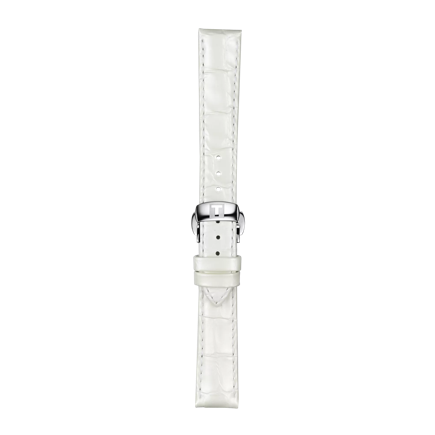 Front view of Tissot Official White Leather Strap Lugs 16 mm