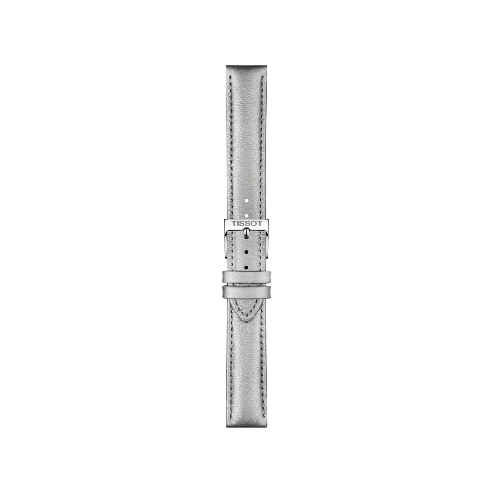 Front view of Bracelet Officiel Tissot Cuir Gris Entre-cornes 16 MM