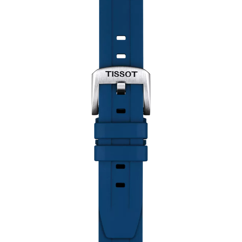 Front view of Original Tissot Kautschukarmband blau Bandanstoß 20 mm