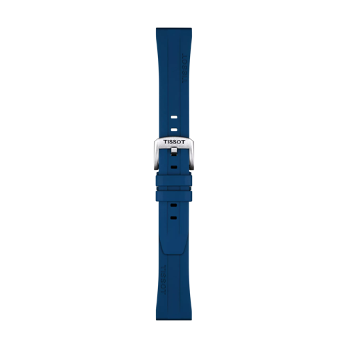 Front view of Tissot Official Blue Rubber Strap 20 mm