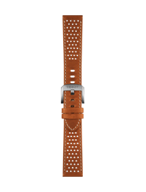 Front view of Tissot Official Light Brown Leather Strap Lugs 20 mm