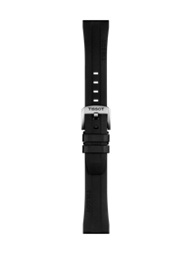 Front view of Tissot Official Black Rubber Strap 20 mm