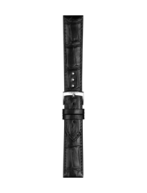 Front view of Tissot Official Black Leather Strap Lugs 20 mm