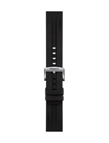 Front view of Original Tissot Kautschukarmband schwarz Bandanstoss 22 mm