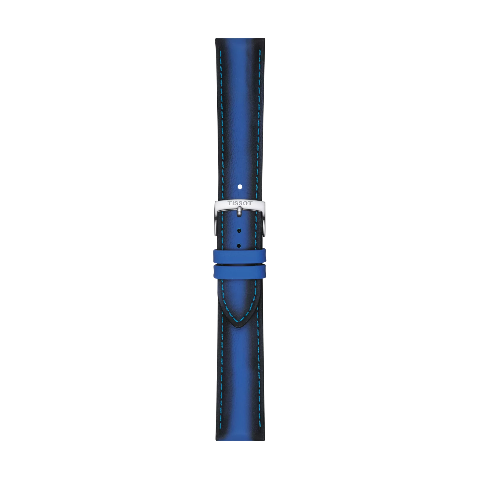Front view of Tissot Official Blue Leather Strap Lugs 20 mm