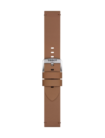 Front view of Tissot Official Light Brown Synthetic Strap 22 mm