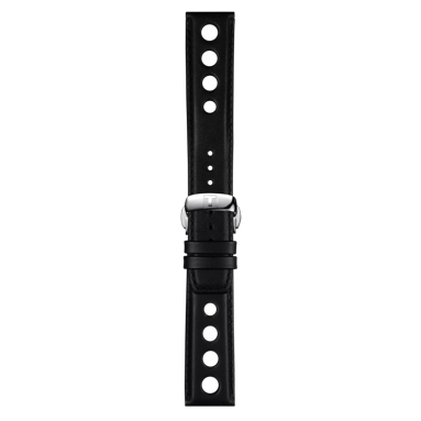 Front view of Tissot Official Black Leather Strap Lugs 20 mm