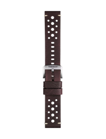 Front view of Tissot Official Brown Leather Strap Lugs 22 mm