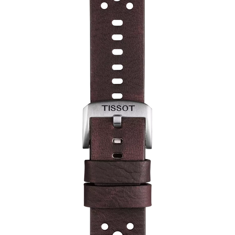 Front view of Tissot Official Brown Leather Strap Lugs 22 mm