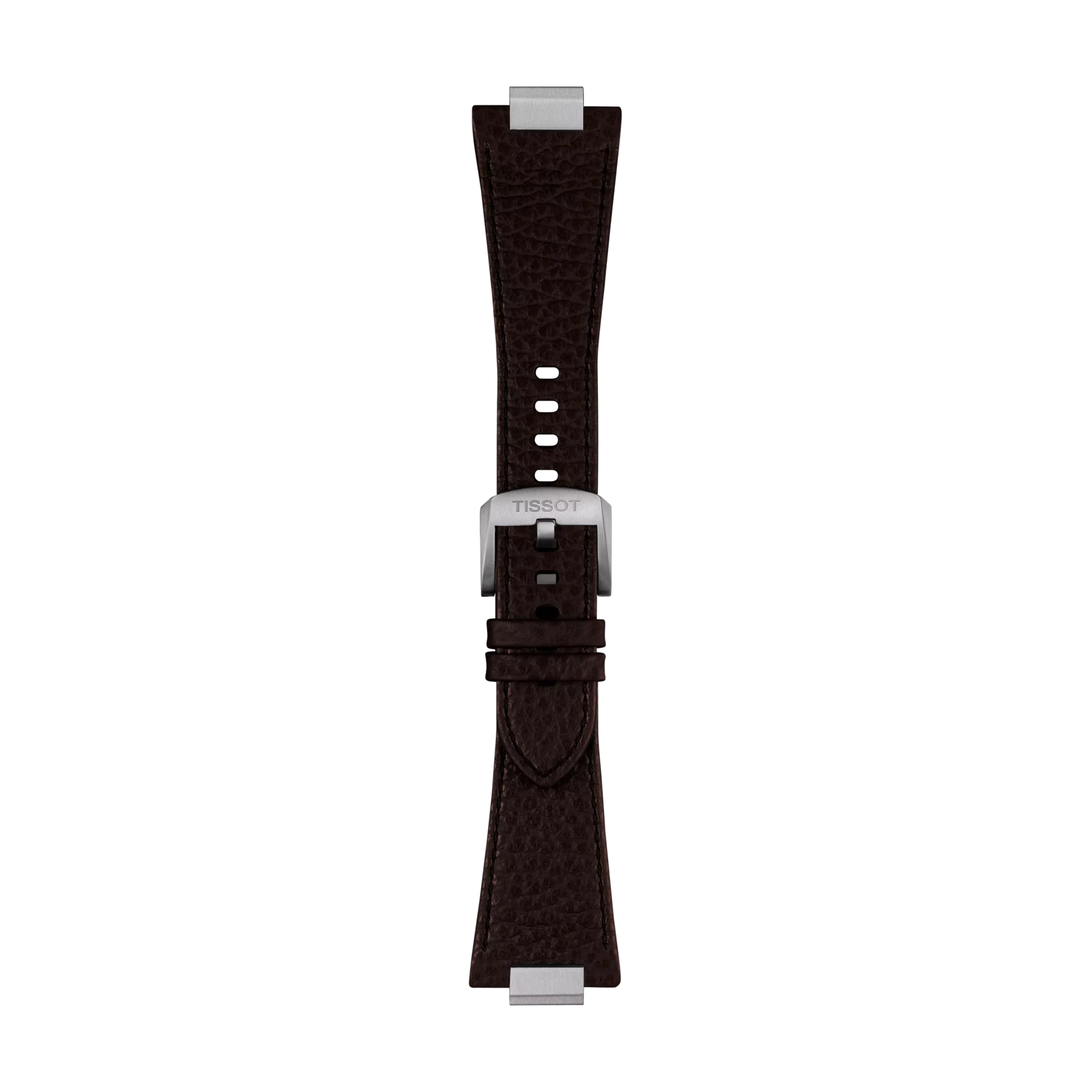 Front view of TISSOT オフィシャル ブラウン PRX 42mm レザー ストラップ