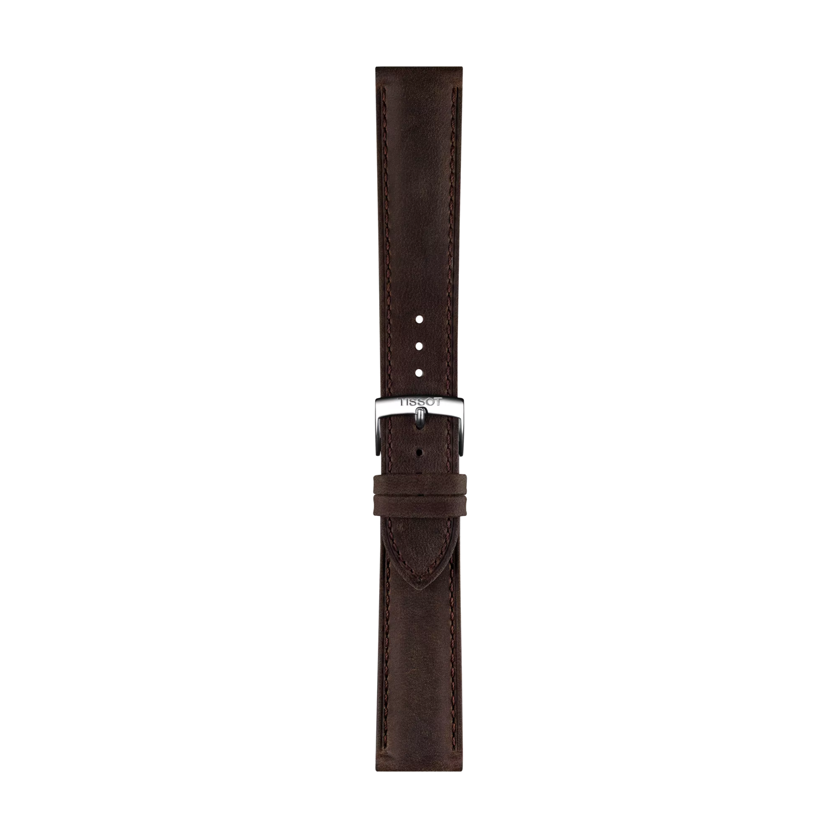 Front view of Tissot Official Brown Leather Strap 20 mm